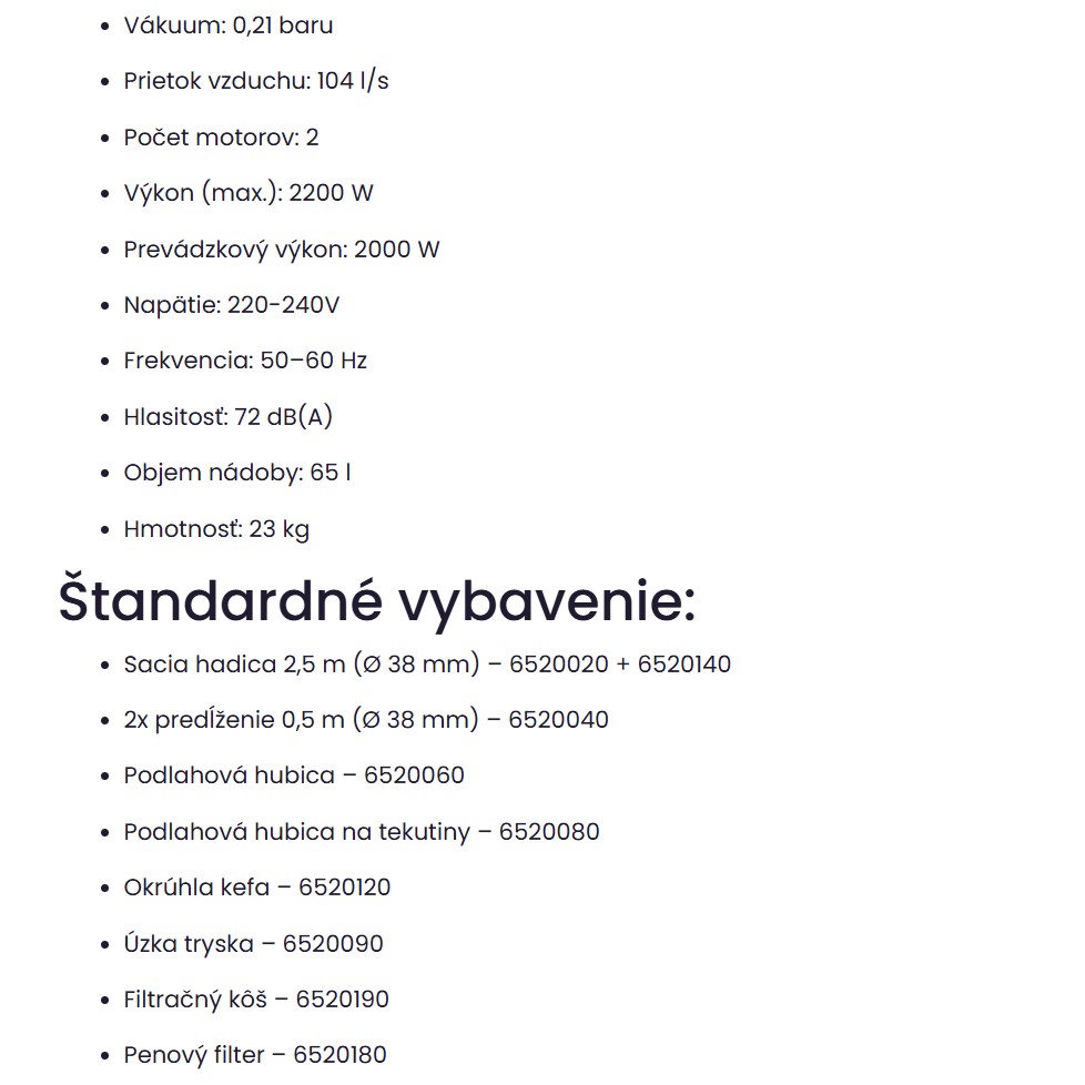 Priemyselný vysávač mokro-suchý AR2-V65BXHT 54014