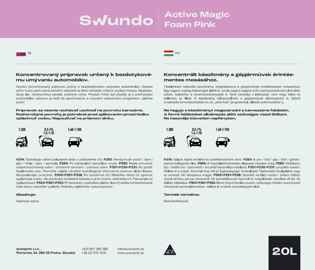 Aktívna pena farebná (ACTIVE MAGIC FOAM) - 20L pink