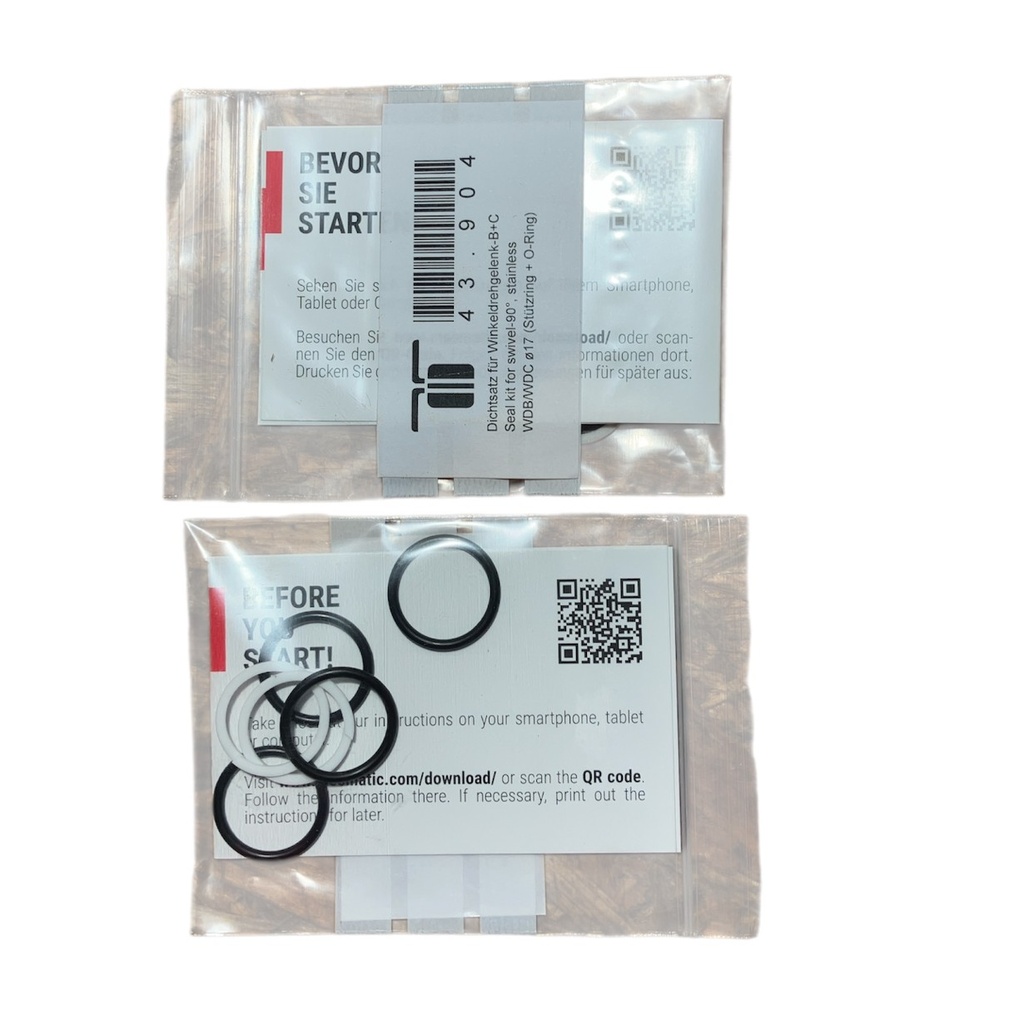 Sealing kit for angle swivel joint 90°-B+C WDB/WDC ø17